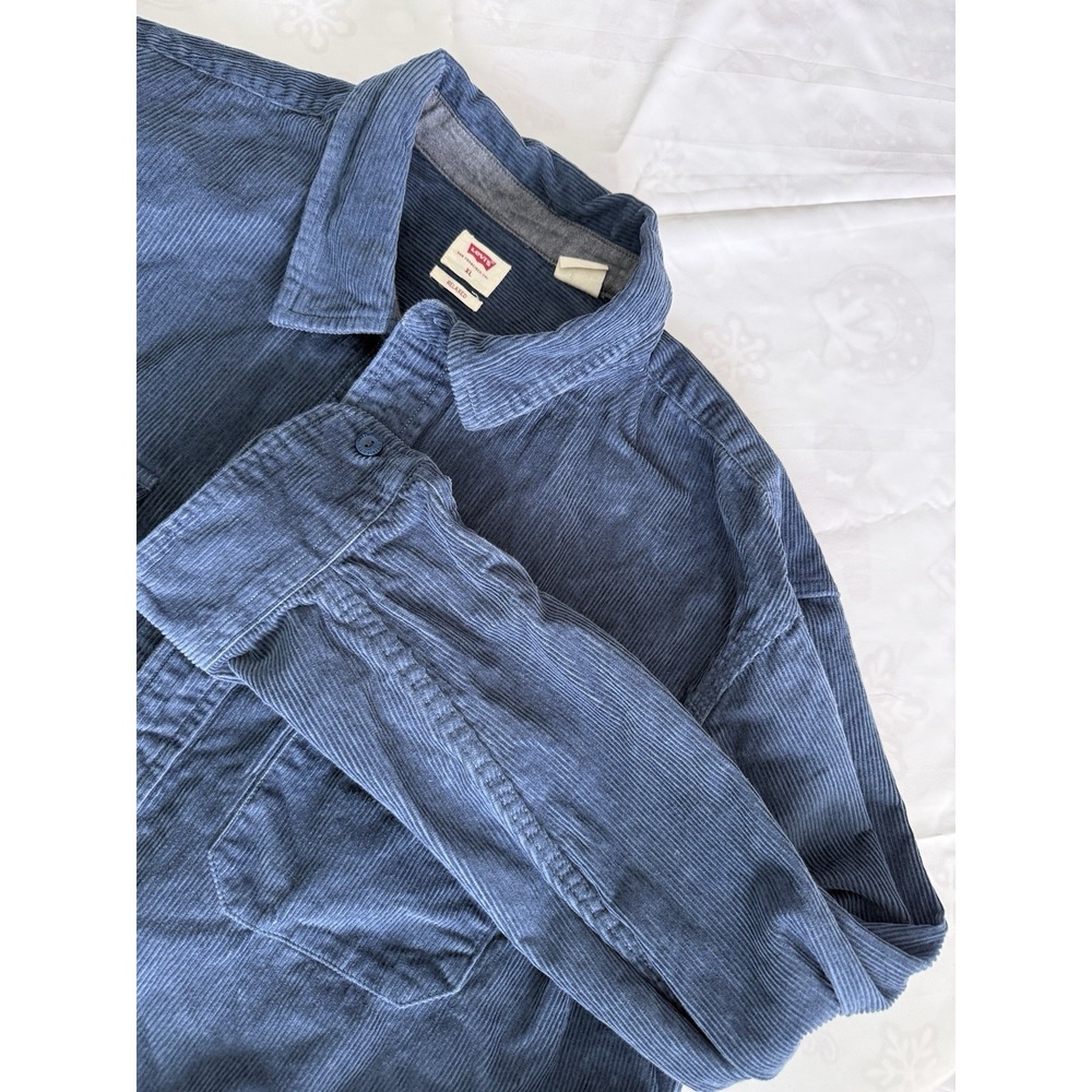 Levi's Relaxed Fit Blue Corduroy Button Up Shirt‎ Men's XL Streetwear Indie Y2K